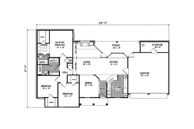 Home Plan - Floor Plan - Main Floor for European House Plan #45-187 - 3 bed, 2 bath