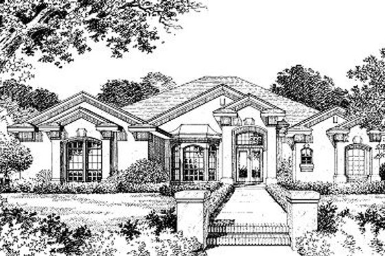 Exterior - Front Elevation for Ranch House Plan #417-299 - 4 bed, 3.5 bath