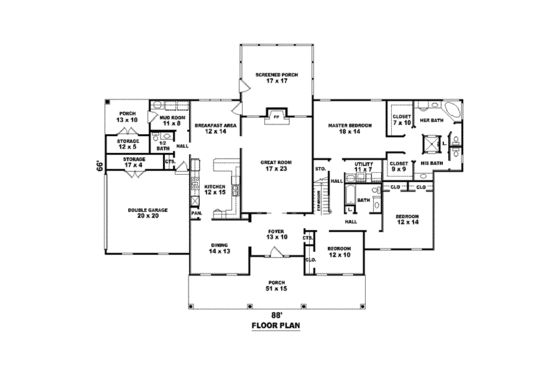 Floor Plan - Main Floor for Traditional House Plan #81-1609 - 3 bed, 3.5 bath