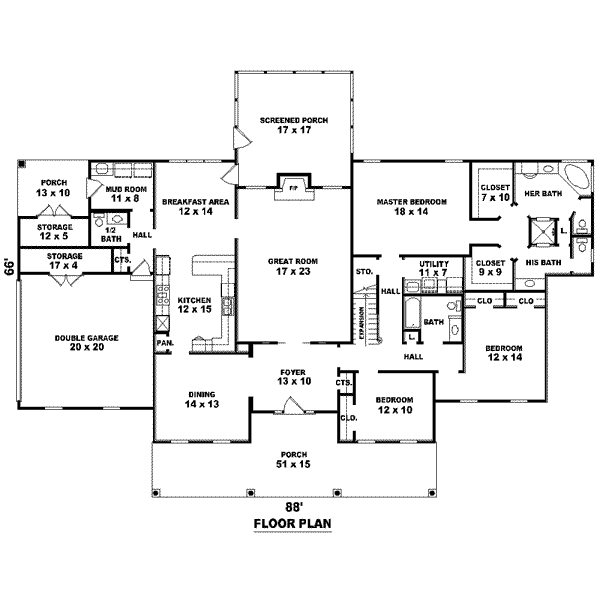 Traditional Floor Plan - Main Floor Plan #81-1609