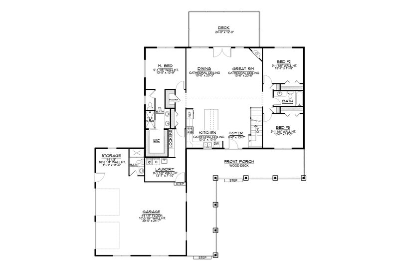 Architectural House Design - Floor Plan - Main Floor for Country House Plan #1064-94 - 3 bed, 3 bath