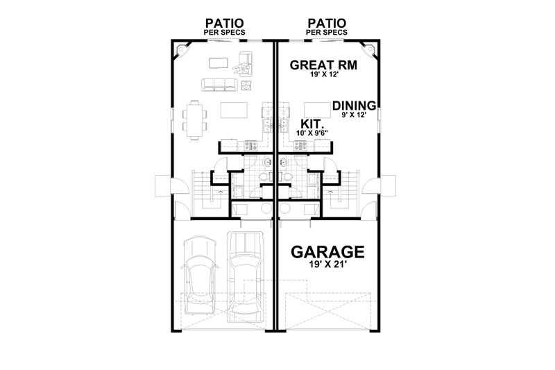 Home Plan - Floor Plan - Main Floor for Craftsman House Plan #112-273 - 3 bed, 2.5 bath