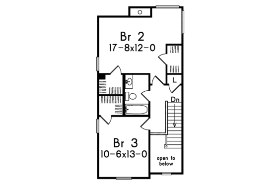 Floor Plan - Upper Floor for Traditional House Plan #57-163 - 3 bed, 2.5 bath