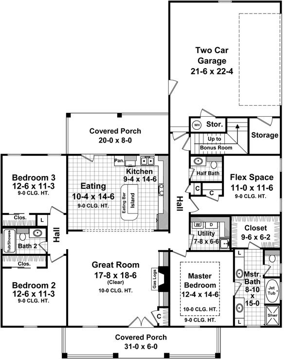 House Plan Design - Country Floor Plan - Main Floor Plan #21-368