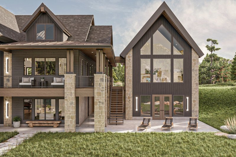 Dream House Plan - Exterior - Rear Elevation 2 for Modern House Plan #455-232 - 2 bed, 3 bath