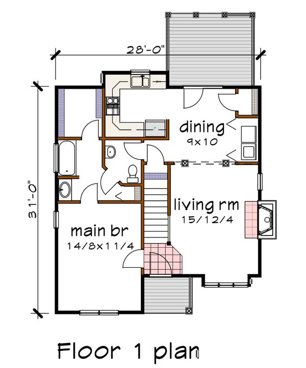 Architectural House Design - Cottage Floor Plan - Main Floor Plan #79-156