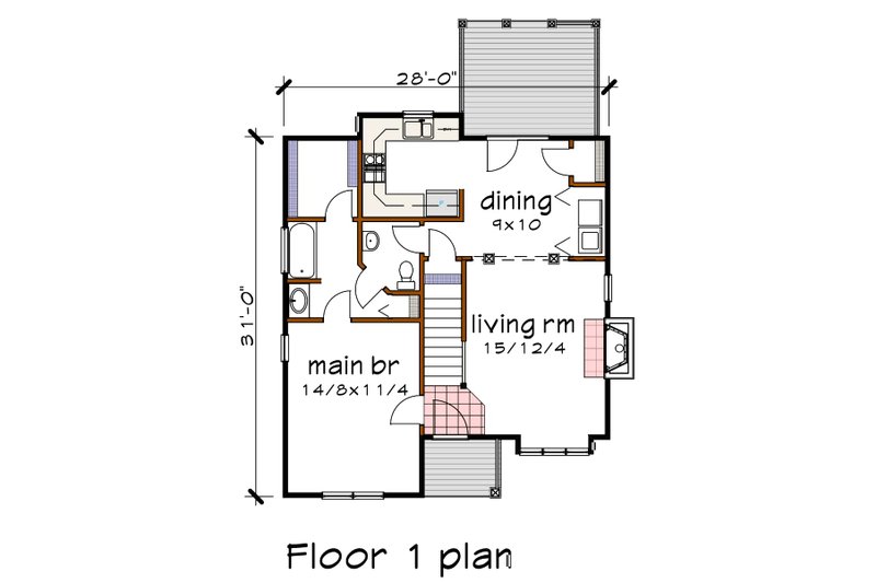 Architectural House Design - Floor Plan - Main Floor for Traditional House Plan #79-156 - 3 bed, 2.5 bath
