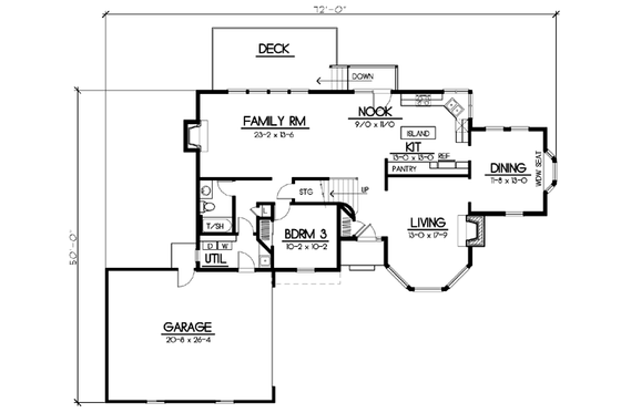 Floor Plan - Main Floor for Traditional House Plan #100-443 - 3 bed, 3 bath