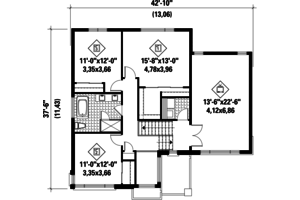 Floor Plan - Upper Floor for Contemporary House Plan #25-4421 - 3 bed, 1 bath
