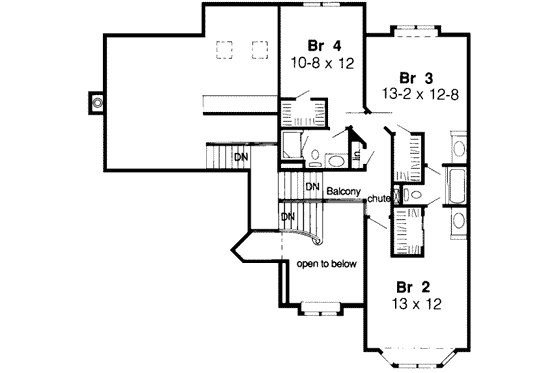 Floor Plan - Upper Floor for Traditional House Plan #312-297 - 4 bed, 3 bath