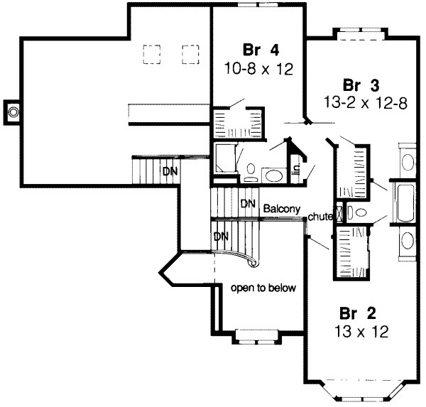 Floor Plan - Upper Floor for Traditional House Plan #312-297 - 4 bed, 3 bath