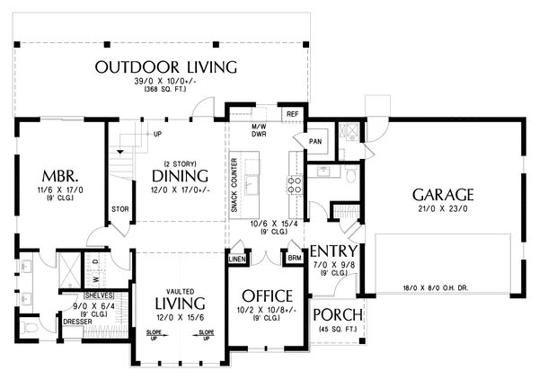 House Blueprint - Floor Plan - Main Floor for Farmhouse House Plan #48-1216 - 3 bed, 2.5 bath