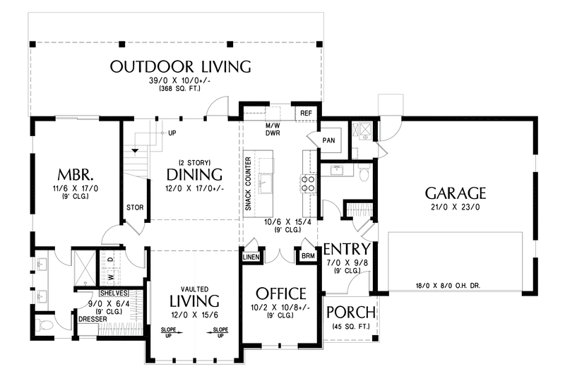 House Blueprint - Floor Plan - Main Floor for Farmhouse House Plan #48-1216 - 3 bed, 2.5 bath