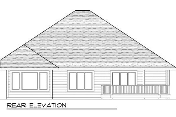Exterior - Rear Elevation for Craftsman House Plan #70-998 - 2 bed, 2 bath