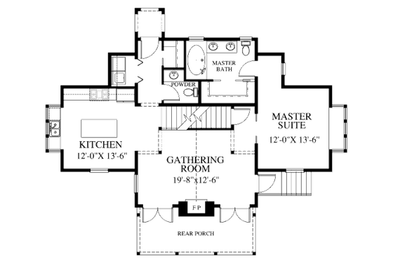 Floor Plan - Main Floor for Craftsman House Plan #426-9 - 3 bed, 3 bath