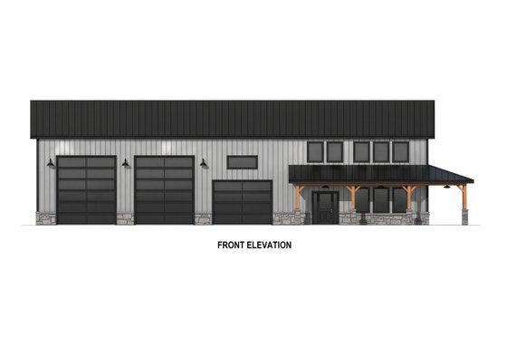 Exterior - Front Elevation 7 for Barndominium House Plan #1084-8 - 3 bed, 2.5 bath