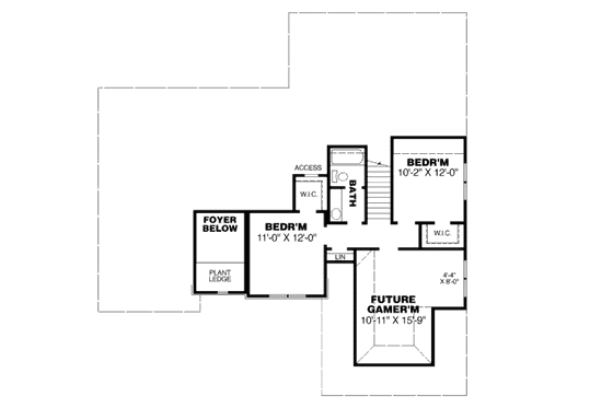 Floor Plan - Upper Floor for European House Plan #34-215 - 4 bed, 3 bath