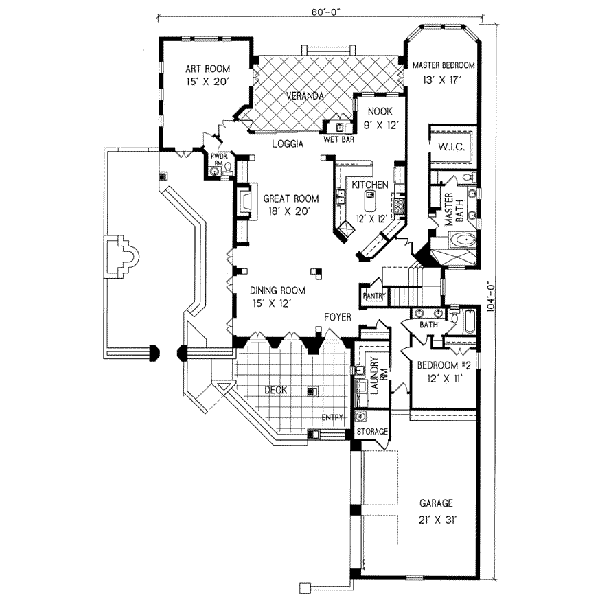 Mediterranean Floor Plan - Main Floor Plan #76-109