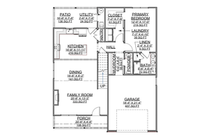 Floor Plan - Main Floor for Craftsman House Plan #1116-17 - 3 bed, 2.5 bath