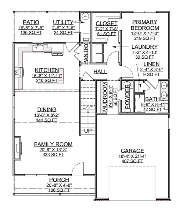 Craftsman Floor Plan - Main Floor Plan #1116-17