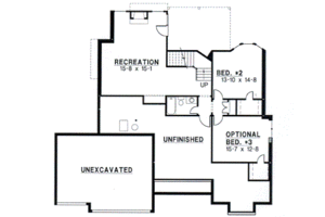 Floor Plan - Lower Floor for Traditional House Plan #67-328 - 4 bed, 3 bath