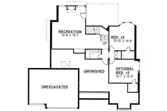 Floor Plan - Lower Floor for Traditional House Plan #67-328 - 4 bed, 3 bath