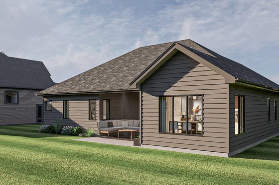Exterior - Rear Elevation 3 for Craftsman House Plan #455-219 - 3 bed, 2 bath