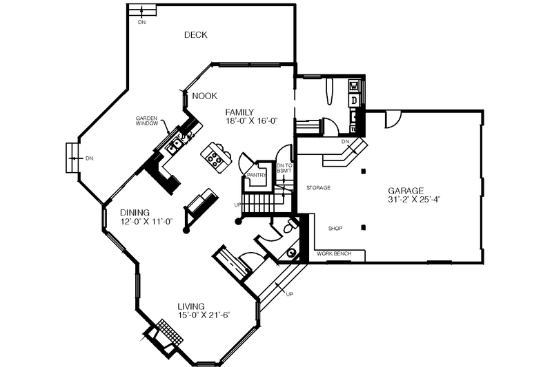 Home Plan - Floor Plan - Main Floor for Traditional House Plan #60-184 - 3 bed, 2.5 bath