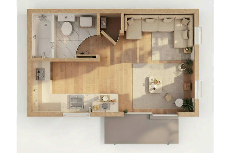 House Plan Design - Floor Plan - Main Floor for Traditional House Plan #1122-10, 1 bath