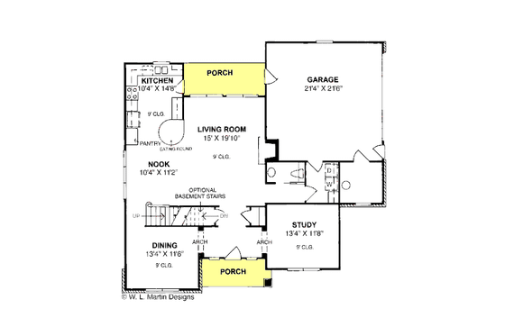 Floor Plan - Main Floor for Traditional House Plan #20-311 - 3 bed, 2.5 bath