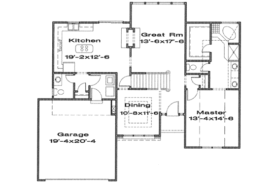 Floor Plan - Main Floor for Traditional House Plan #6-201 - 4 bed, 2.5 bath