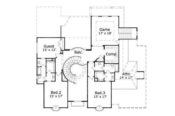 Floor Plan - Upper Floor for European House Plan #411-618 - 4 bed, 3.5 bath