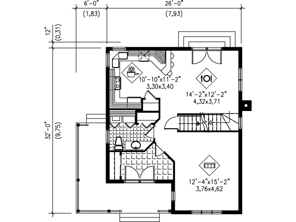 Architectural House Design - Traditional Floor Plan - Main Floor Plan #25-4202