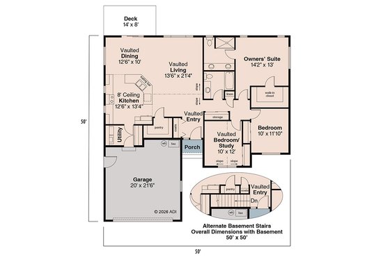 Floor Plan - Main Floor for Traditional House Plan #124-291 - 3 bed, 2 bath