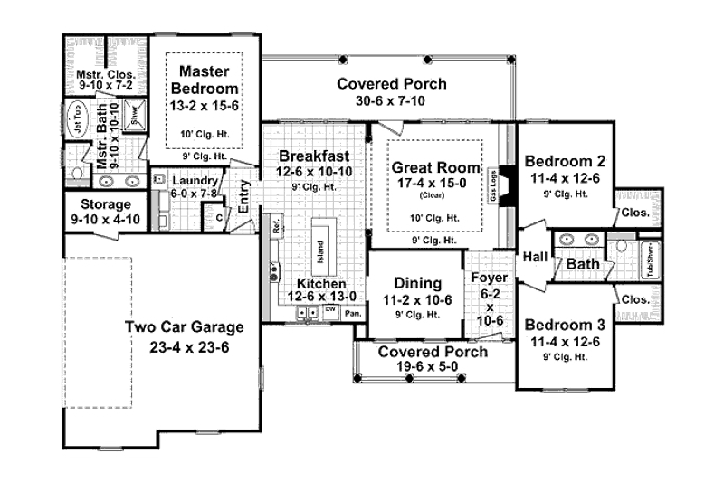 Home Plan - Floor Plan - Main Floor for Traditional House Plan #21-278 - 3 bed, 2 bath