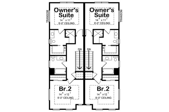 Floor Plan - Upper Floor for Country House Plan #20-2383 - 2 bed, 2.5 bath