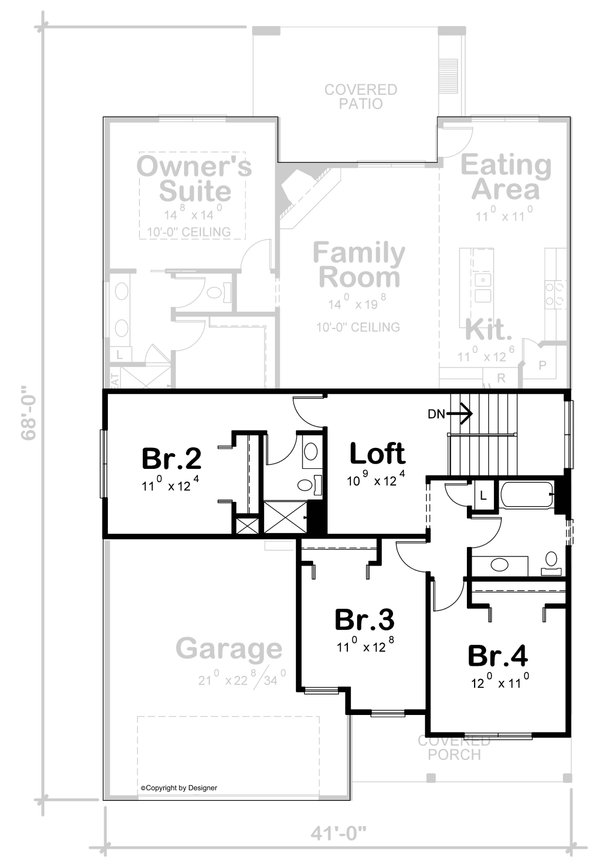 Craftsman Floor Plan - Upper Floor Plan #20-2503