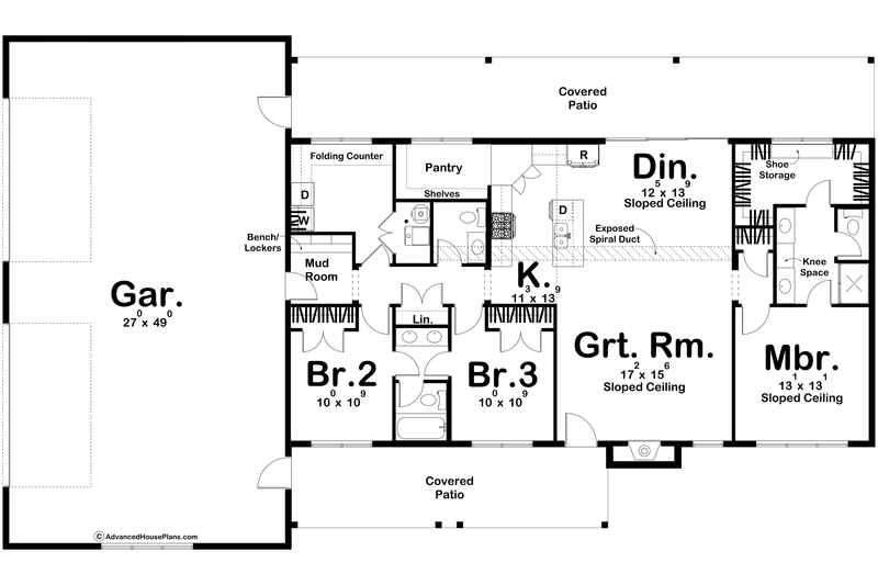 Dream House Plan - Floor Plan - Main Floor for Barndominium House Plan #455-293 - 3 bed, 2.5 bath