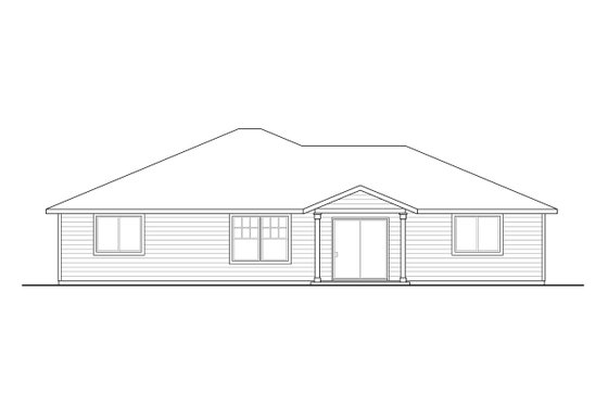 Exterior - Rear Elevation for Ranch House Plan #124-1353 - 3 bed, 2 bath