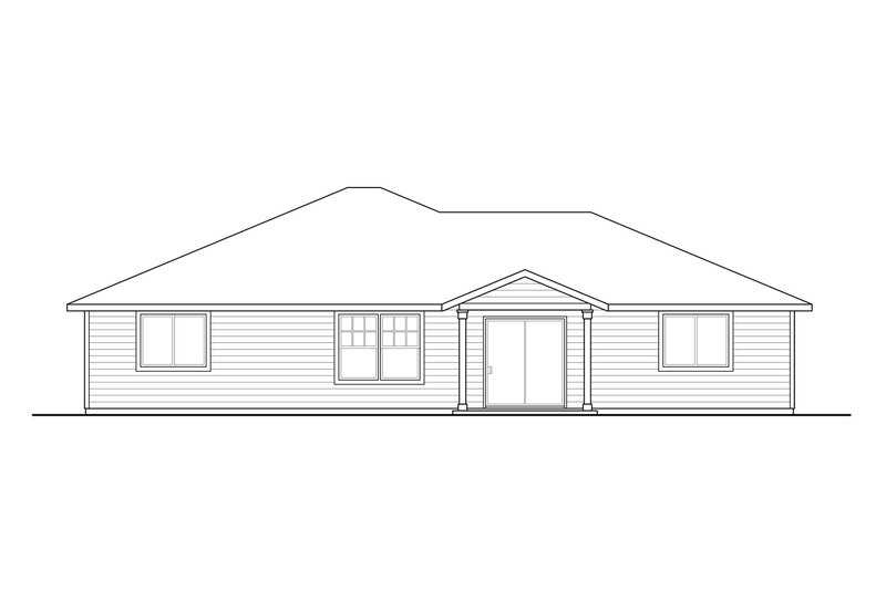 House Design - Exterior - Rear Elevation for Ranch House Plan #124-1353 - 3 bed, 2 bath
