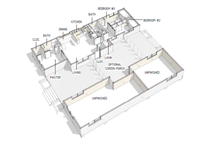 Floor Plan - Main Floor for Modern House Plan #460-9 - 3 bed, 2 bath