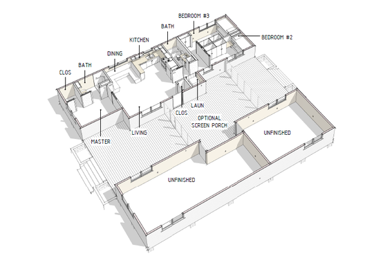 Floor Plan - Main Floor for Modern House Plan #460-9 - 3 bed, 2 bath