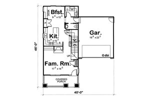 Floor Plan - Main Floor for Craftsman House Plan #20-1213 - 3 bed, 2.5 bath