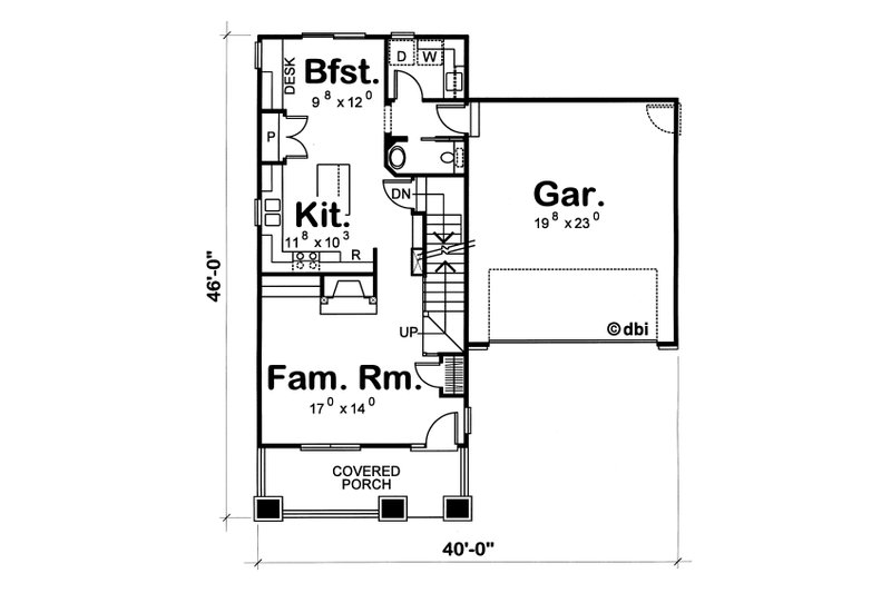 Home Plan - Floor Plan - Main Floor for Craftsman House Plan #20-1213 - 3 bed, 2.5 bath