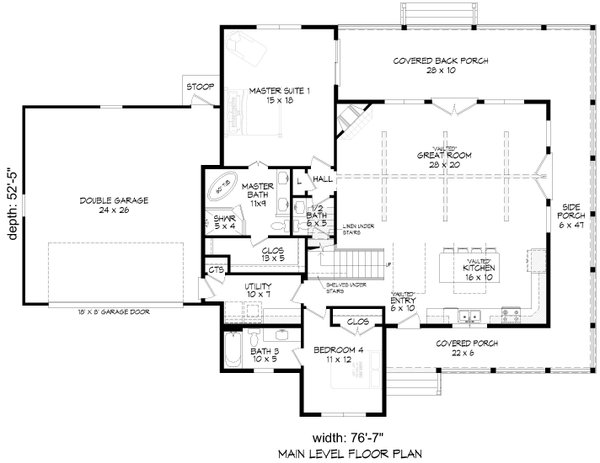 Architectural House Design - Floor Plan - Main Floor for Farmhouse House Plan #932-1416 - 4 bed, 3.5 bath