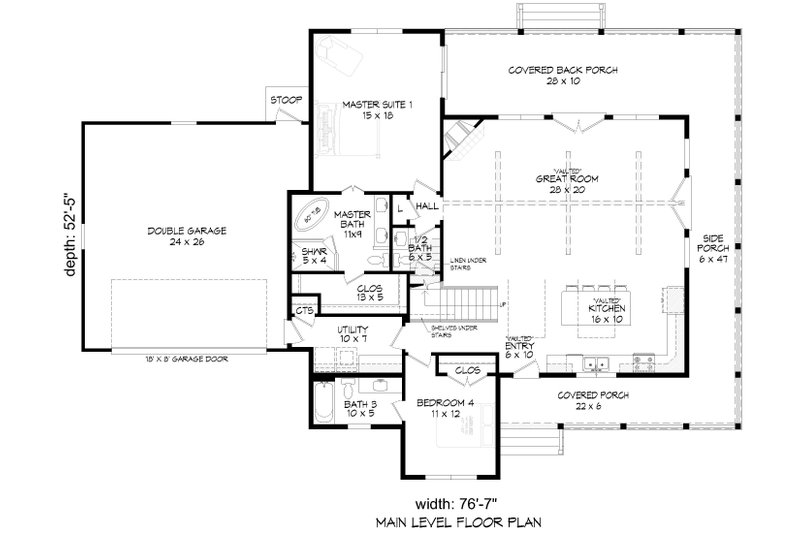 Architectural House Design - Floor Plan - Main Floor for Farmhouse House Plan #932-1416 - 4 bed, 3.5 bath