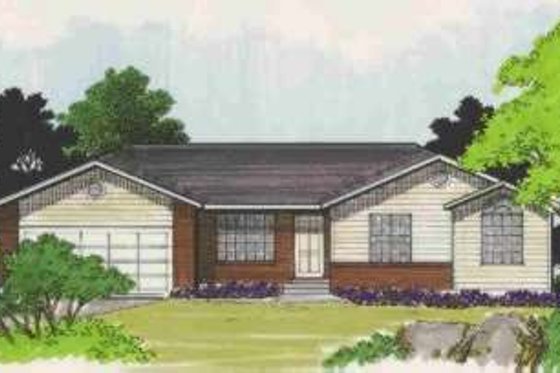 Exterior - Front Elevation for Ranch House Plan #308-194 - 5 bed, 3 bath