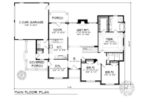 Floor Plan - Main Floor for Traditional House Plan #70-248 - 3 bed, 2 bath