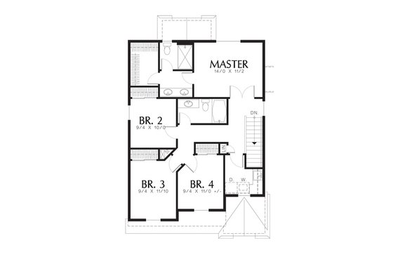 Floor Plan - Upper Floor for Traditional House Plan #48-516 - 4 bed, 2.5 bath