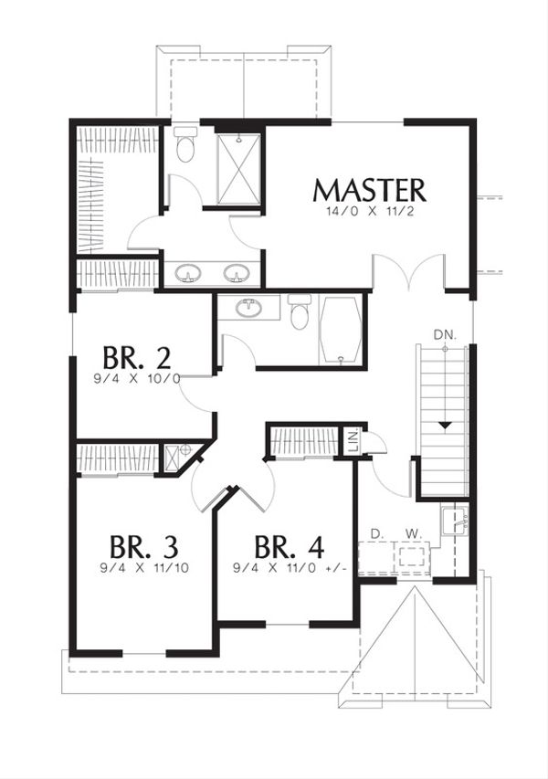 Traditional Floor Plan - Upper Floor Plan #48-516